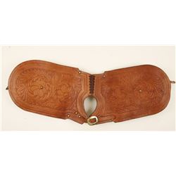 Brown Tooled Leather Saddle Bags