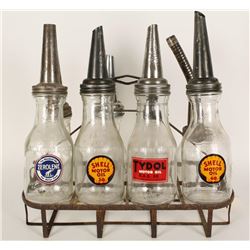Glass Bulk Oil Containers with Spouts & Carrier.