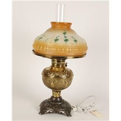 Hurricane Lamp with Glass Shade.