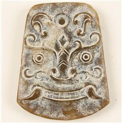 Carved Jade Pendant in Aztec Style.
