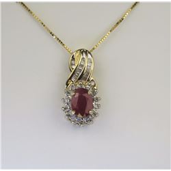 Radiant Ruby & Diamond Pendant.