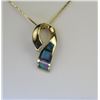 Image 1 : Ribbon Motif Inlayed Opal & Diamond Pendant