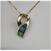Image 2 : Ribbon Motif Inlayed Opal & Diamond Pendant
