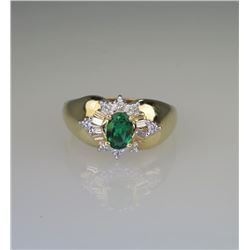 Splendid Chatham Created Emerald & Diamond Ring.