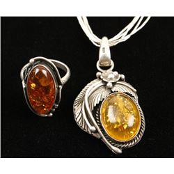 Pretty Amber Necklace and Ring