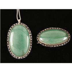 Antique Serpentine Pendant & Brooch