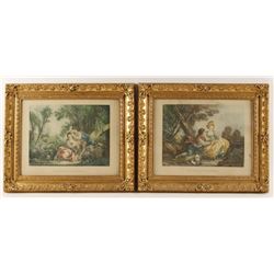 Lot of 2 Prints of French Couples in Countryside