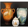 Image 1 : Lot of 2 Roseville Vases and 1 Honey Pot