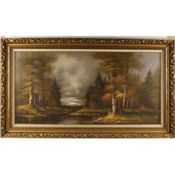 Framed Original Oil Painting of Forest