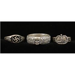Lot of 3 German WWII Sterling Rings.