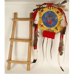 Native American Crafted Banner and Hogan Ladder.