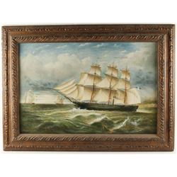 Original Oil on Canvas of Sailing Fleet.