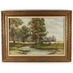Original Oil on Canvas of Wooded Landscape