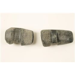 Lot of 2 Green Stone Axe Heads.