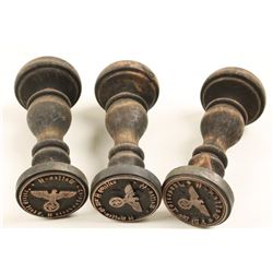 Lot of 3 German WWII Wax Seal Rubber Stamps.