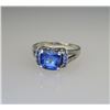 Image 1 : Princess Cut Created Blue Sapphire & Diamond Ring