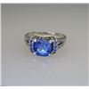 Image 2 : Princess Cut Created Blue Sapphire & Diamond Ring