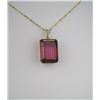 Image 2 : Created Emerald Cut Ruby & Diamond Pendant