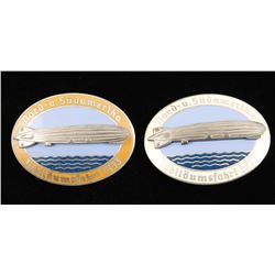 2 German WWII 1933 Graf Zeppelin Air Ship Badges