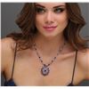 Image 1 : 18KT White Gold 42.63ctw Multi Color Sapphire and Diamond Necklace