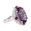 Image 2 : 14KT White Gold 9.01ct Amethyst, Ruby and Diamond Ring