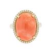 Image 1 : 14KT Yellow Gold 14.52ct Coral and Diamond Ring