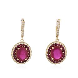 14KT Yellow Gold 11.30ctw Ruby and Diamond Earrings