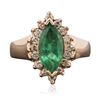 Image 3 : 14KT Rose Gold 1.59ct Emerald and Diamond Ring