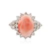 Image 1 : 14KT White Gold 8.26ct Pink Coral and Diamond Ring