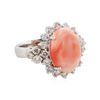 Image 2 : 14KT White Gold 8.26ct Pink Coral and Diamond Ring