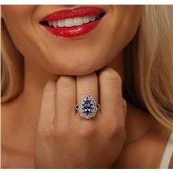 14KT White Gold 2.03ct Tanzanite and Diamond Ring