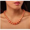 Image 2 : 14KT Yellow Gold 75.33ctw Coral and Diamond Necklace