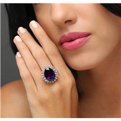 14KT White Gold 11.02ct Amethyst and Diamond Ring