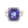 Image 3 : 14KT White Gold GIA Certified 11.73ct Tanzanite and Diamond Ring