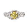 Image 1 : 14KT White Gold 1.08ct Yellow Sapphire and Diamond Ring