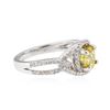 Image 2 : 14KT White Gold 1.08ct Yellow Sapphire and Diamond Ring