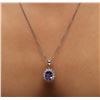 Image 2 : 14KT White Gold 3.15ct Tanzanite and Diamond Pendant With Chain