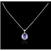 Image 3 : 14KT White Gold 3.15ct Tanzanite and Diamond Pendant With Chain