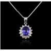 Image 4 : 14KT White Gold 3.15ct Tanzanite and Diamond Pendant With Chain