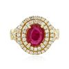 Image 1 : 14KT Yellow Gold 1.54ct Ruby and Diamond Ring