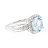 Image 2 : 14KT White Gold 2.80ct Blue Topaz and Diamond Ring