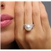 Image 2 : 18KT White Gold Pearl and Diamond Ring