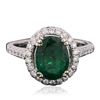 Image 1 : 14KT White Gold 2.41ct Emerald and Diamond Ring