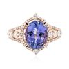 Image 1 : 14KT Rose Gold 4.48ct Tanzanite and Diamond Ring