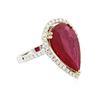 Image 4 : 14KT White Gold 7.24ct Ruby and Diamond Ring
