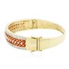 Image 4 : 14KT Yellow Gold 7.00ctw Orange Sapphire and Diamond Bangle Bracelet
