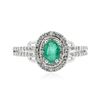 Image 1 : 14KT White Gold 0.48ct Emerald and Diamond Ring
