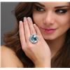 Image 1 : 14KT White Gold 22.00ct Aquamarine and Diamond Ring