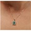 Image 2 : 14KT Yellow Gold 1.66ct Emerald and Diamond Pendant With Chain