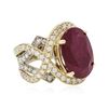Image 4 : 14KT Yellow Gold 13.71ct Ruby and Diamond Ring